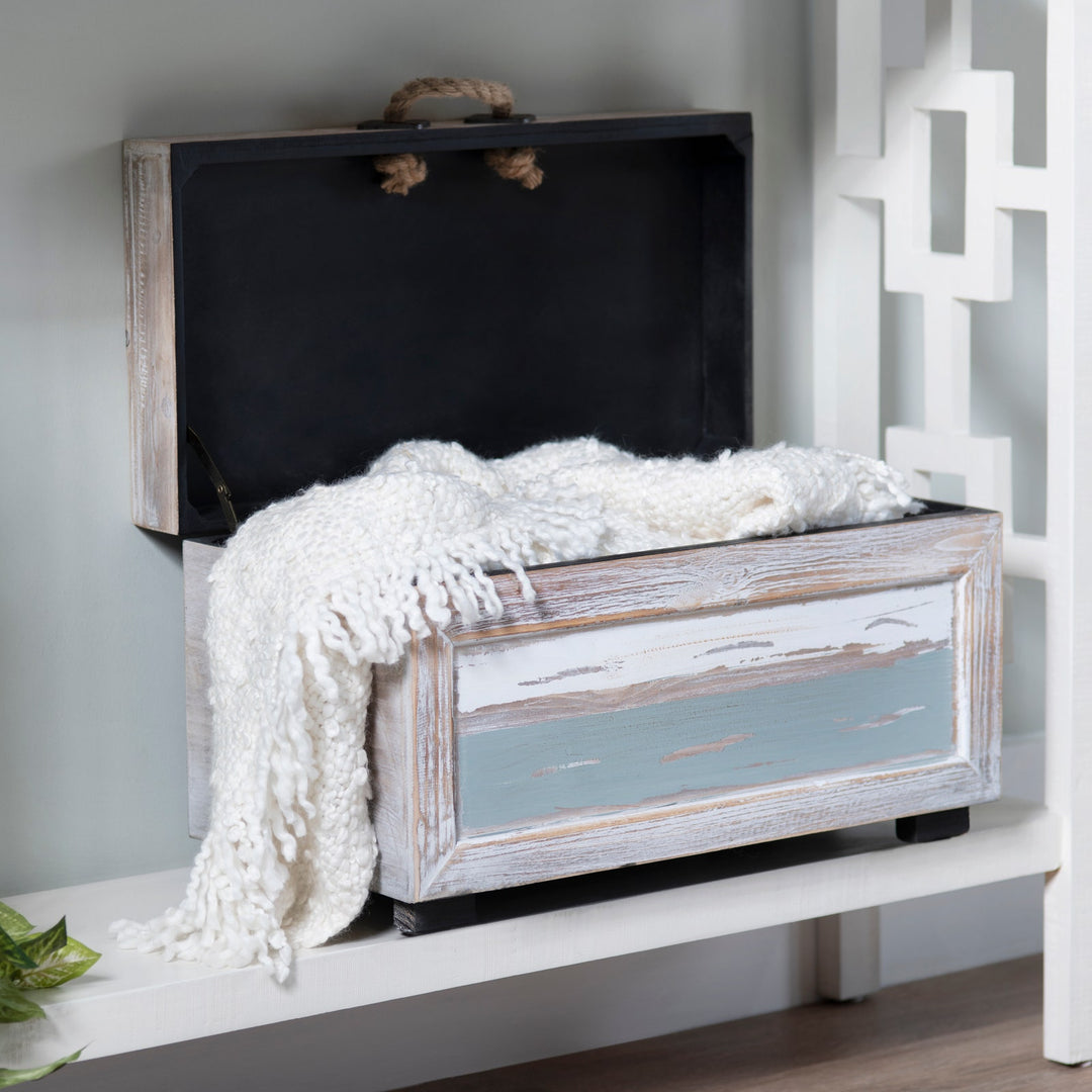 Coastal Distressed Wood Storage Trunk