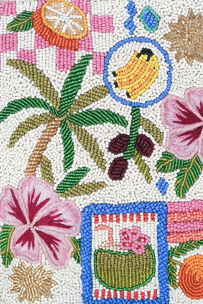Paradise Postcard Beaded Mini Tote