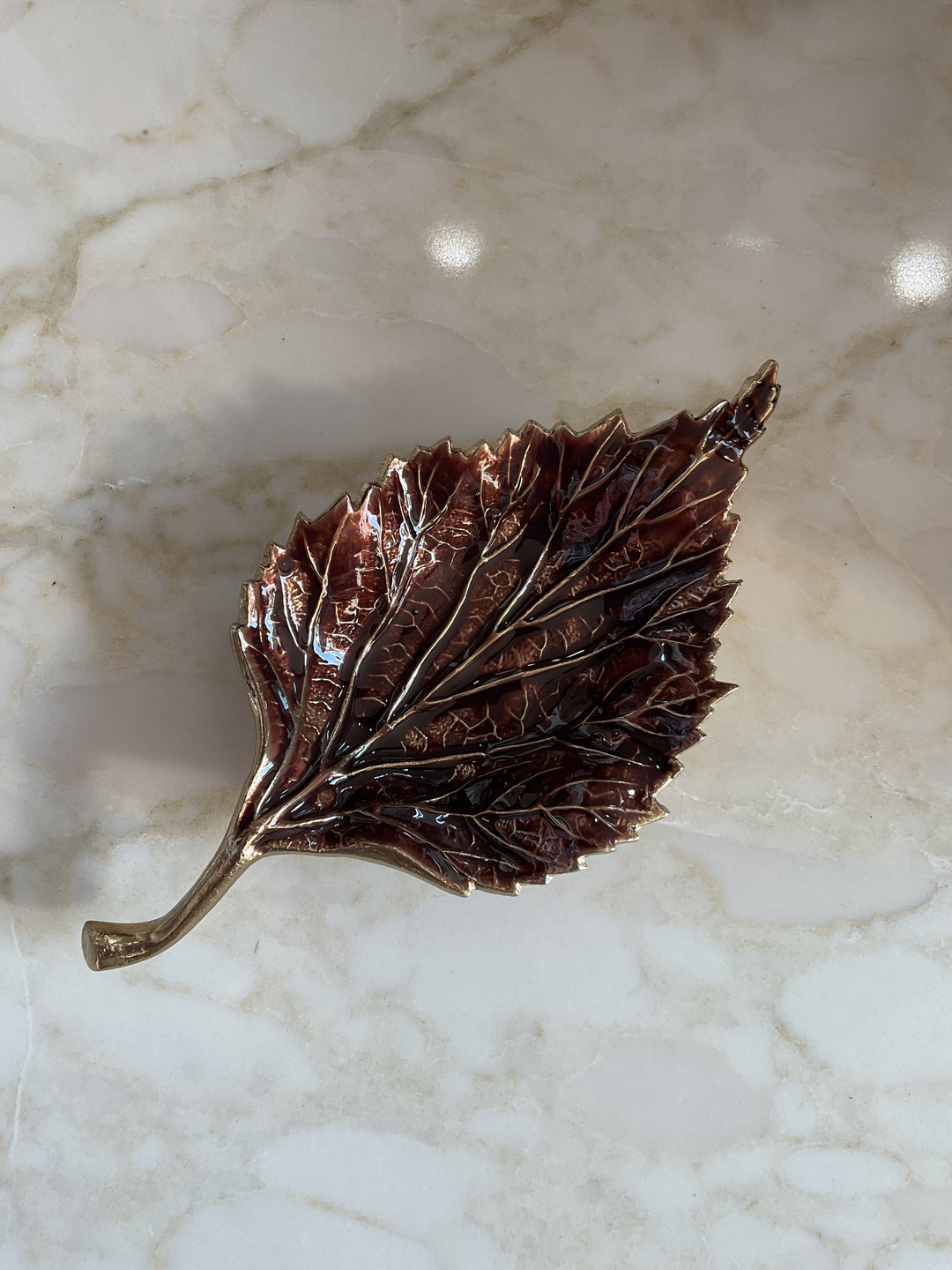 Enamel Leaf Trinket Dish