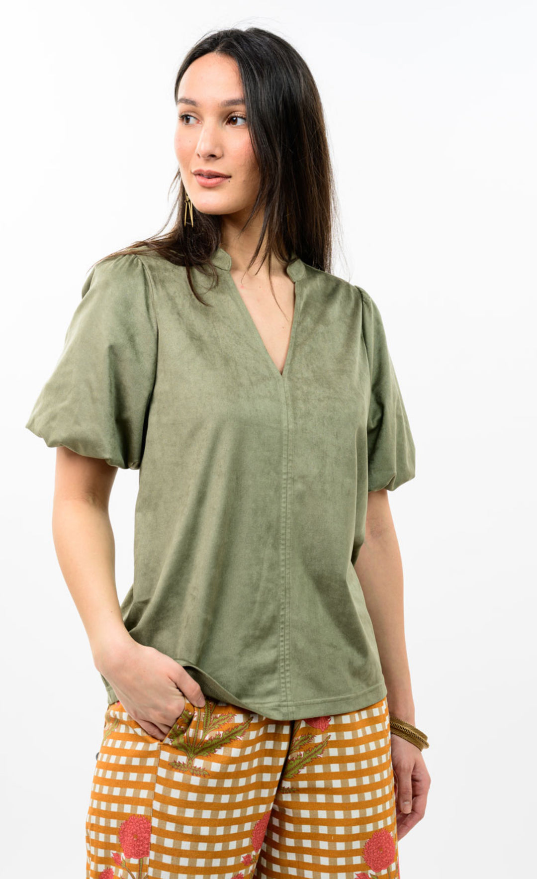Olive Luxe Suede Top