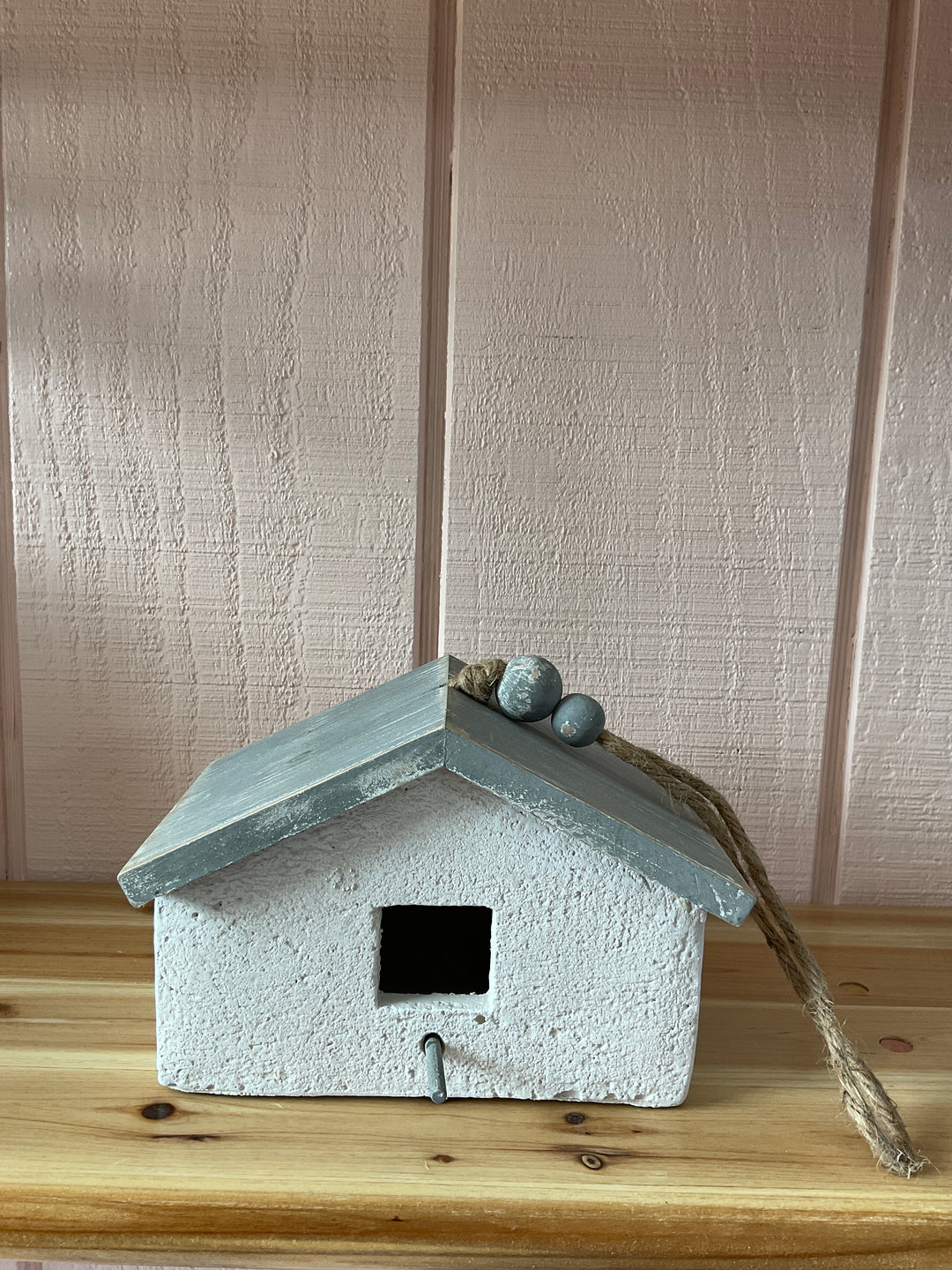 Wide White Birdhouse