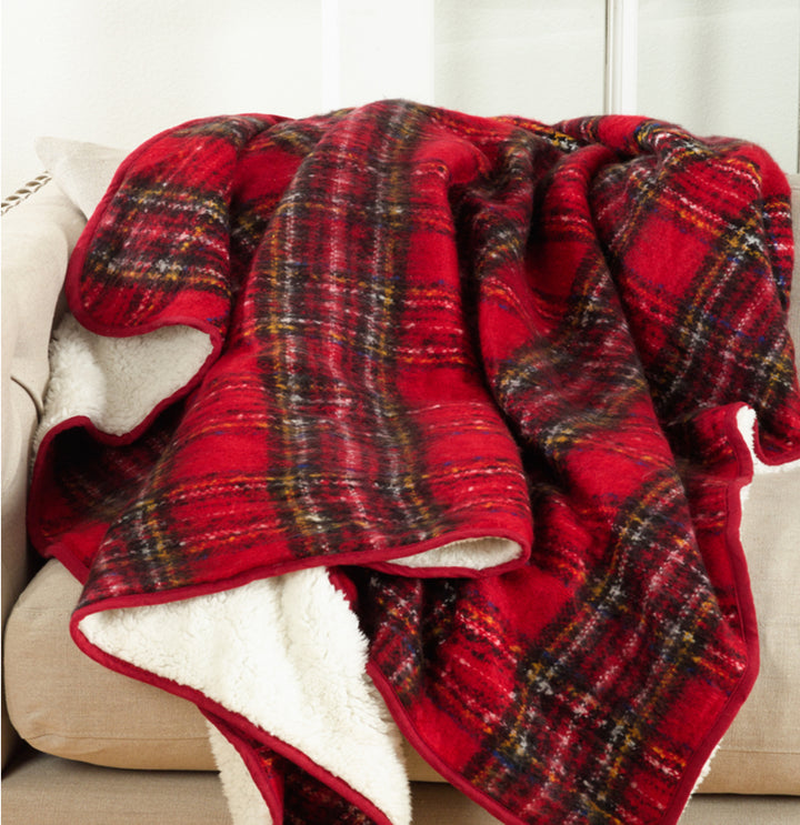 Highland Red Plaid Sherpa Throw – 50” x 60”