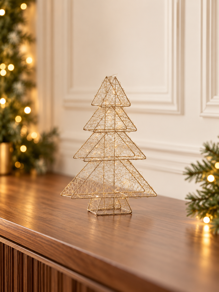 Silver Shimmer LED Wire Christmas Trees