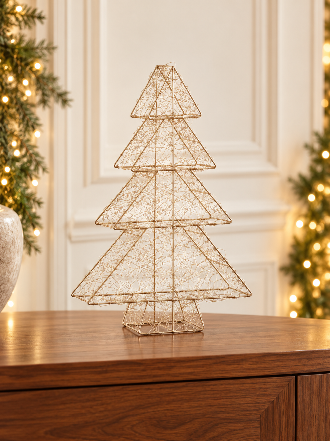 Silver Shimmer LED Wire Christmas Trees
