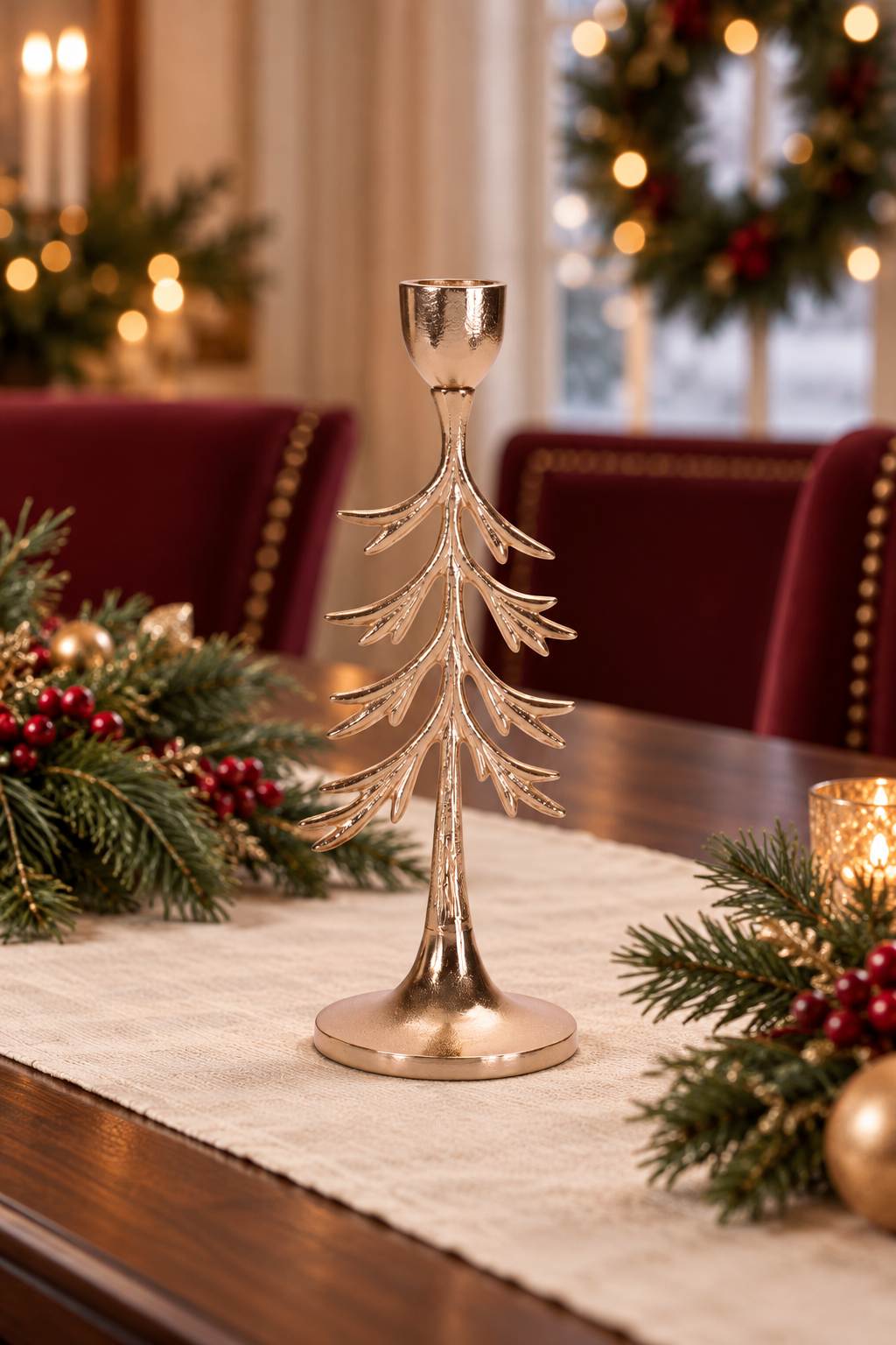 Golden Evergreen Tree Candle Holder – 9.25″ or 13″