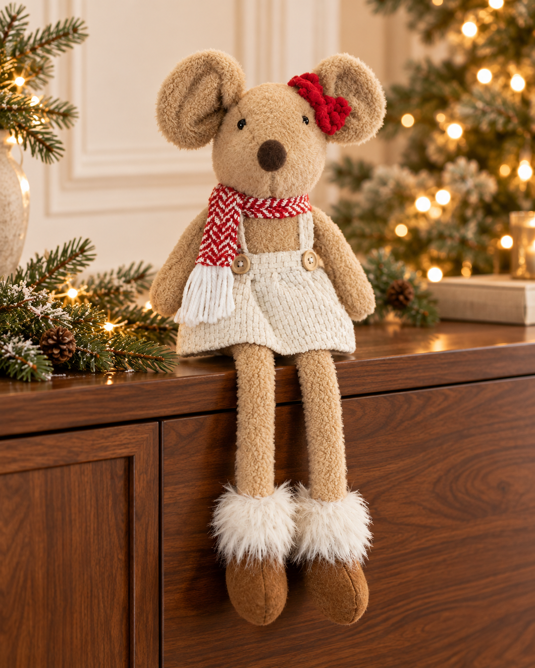 Cozy Christmas Mouse with Scarf — Two Assorted Styles