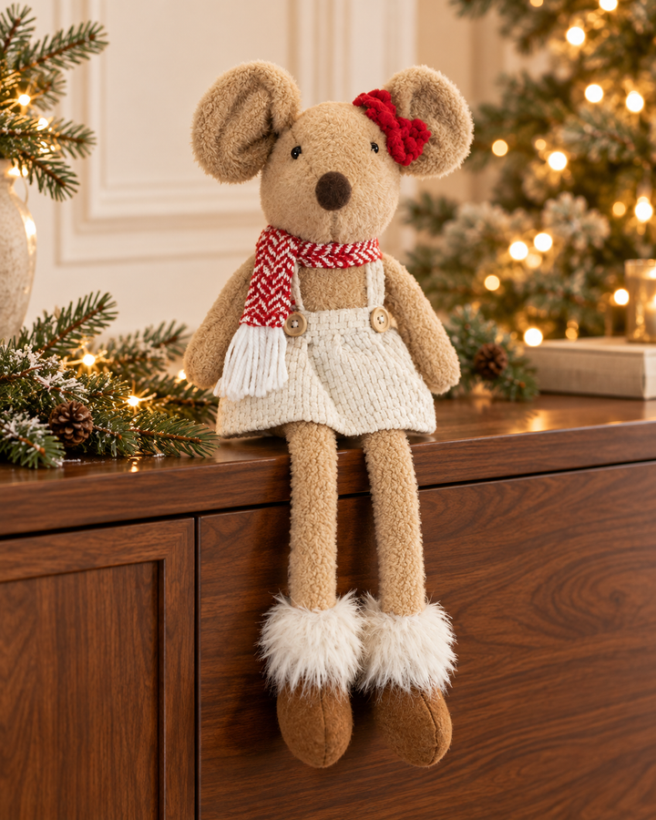 Cozy Christmas Mouse with Scarf — Two Assorted Styles