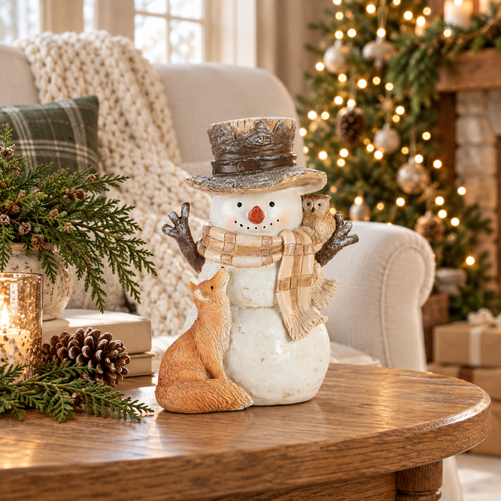 Woodland Friends Snowman with Fox — 8.25"