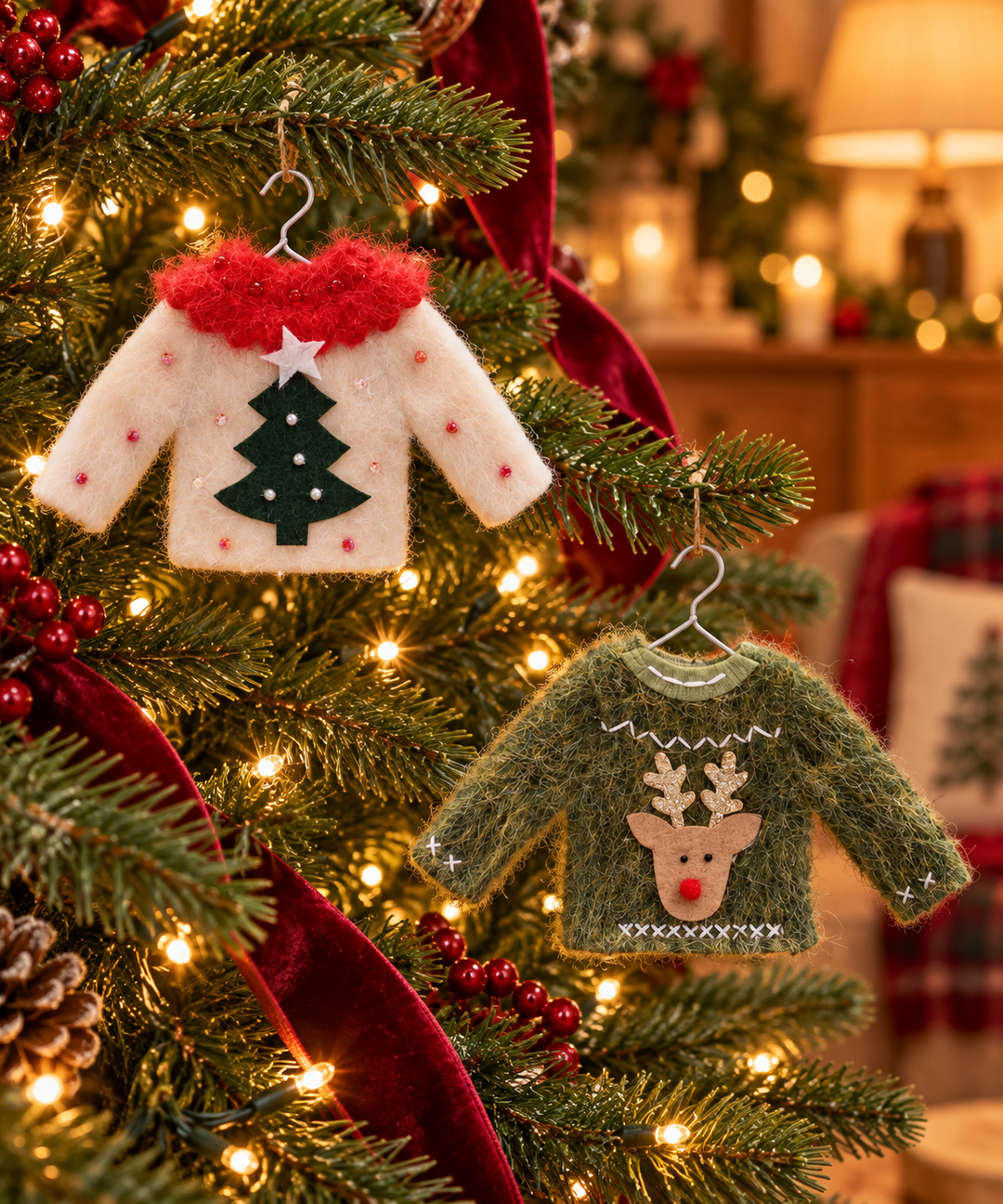 Cozy Christmas Sweater Ornament – 5″, Two Designs