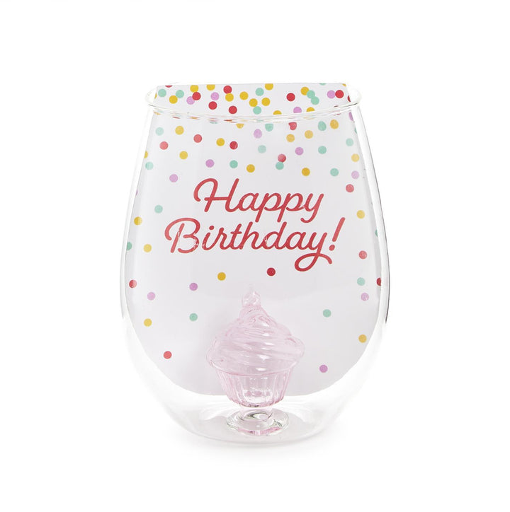 Happy Birthday Stemless Wine Glass