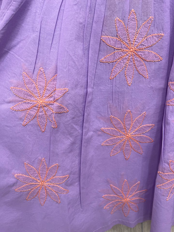 Lavender Hand Embroidered Star Flower Top