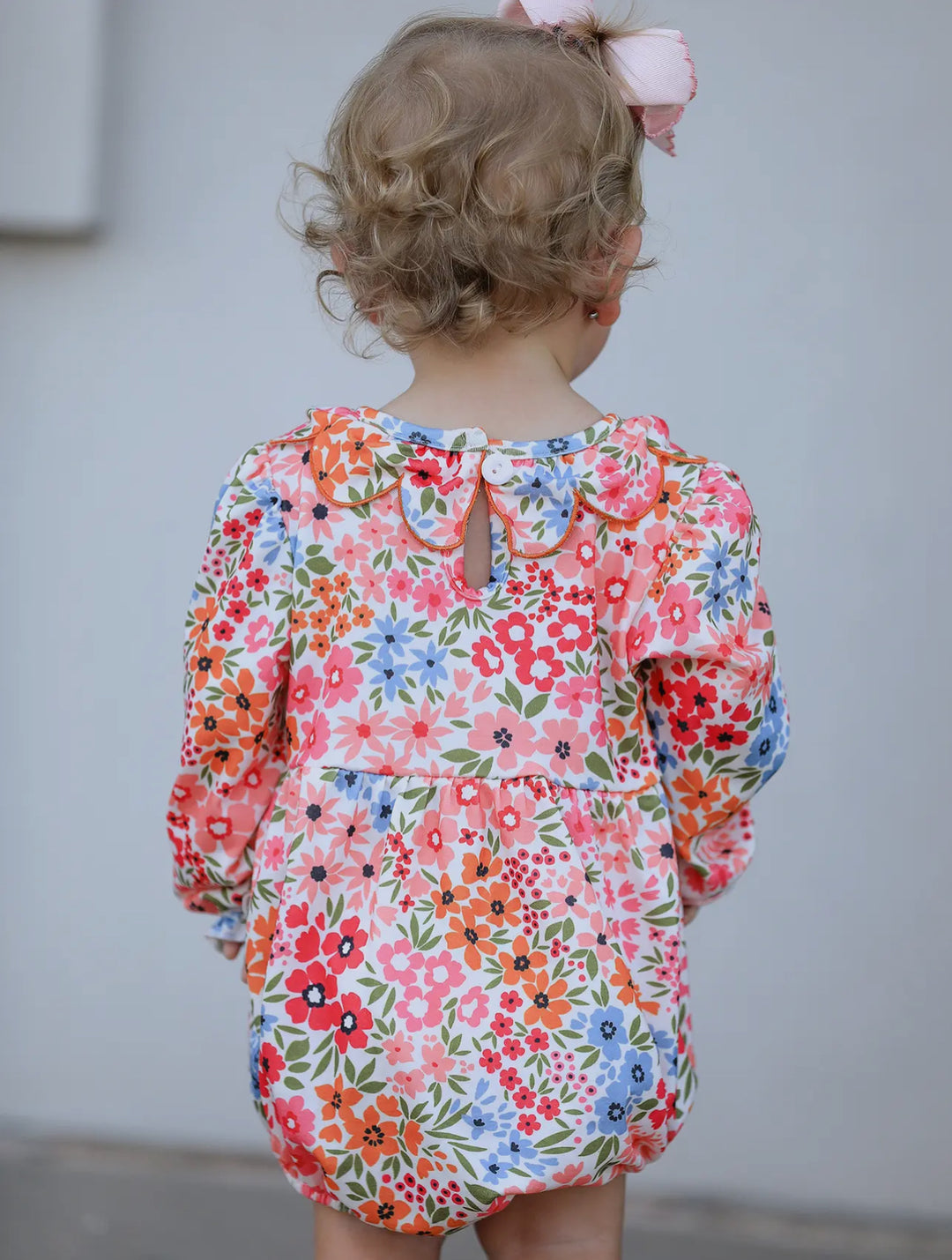 Smocked Embroidered Pumpkin & Bows Romper