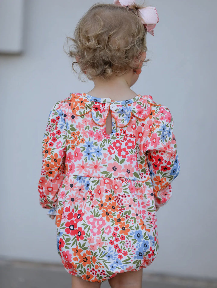 Smocked Embroidered Pumpkin & Bows Romper