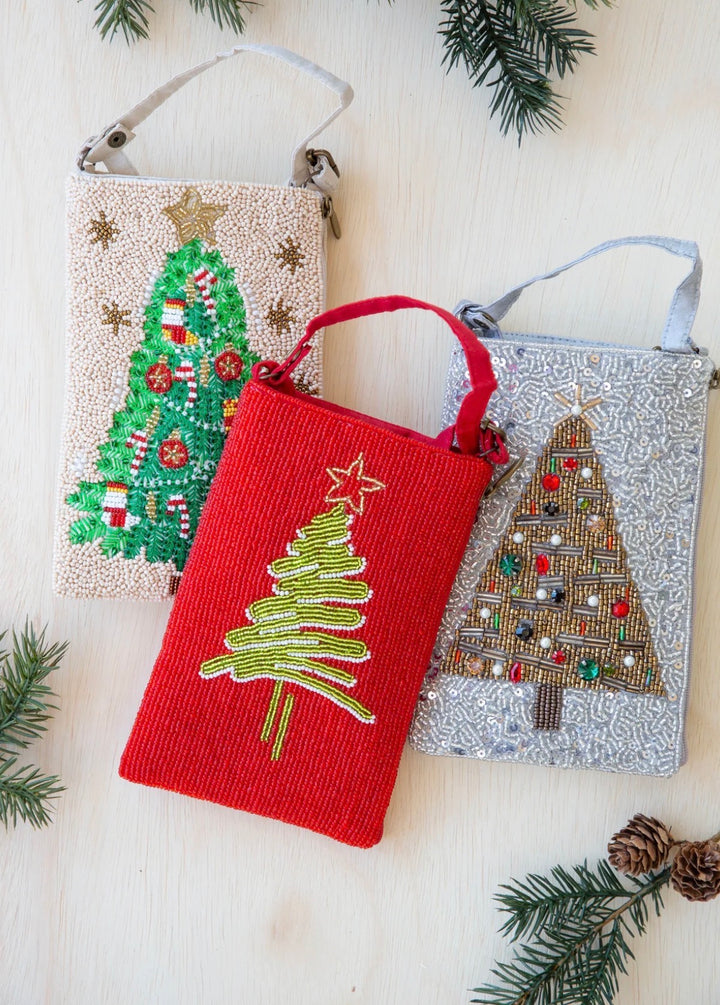 Christmas Tree Beaded Club Bag