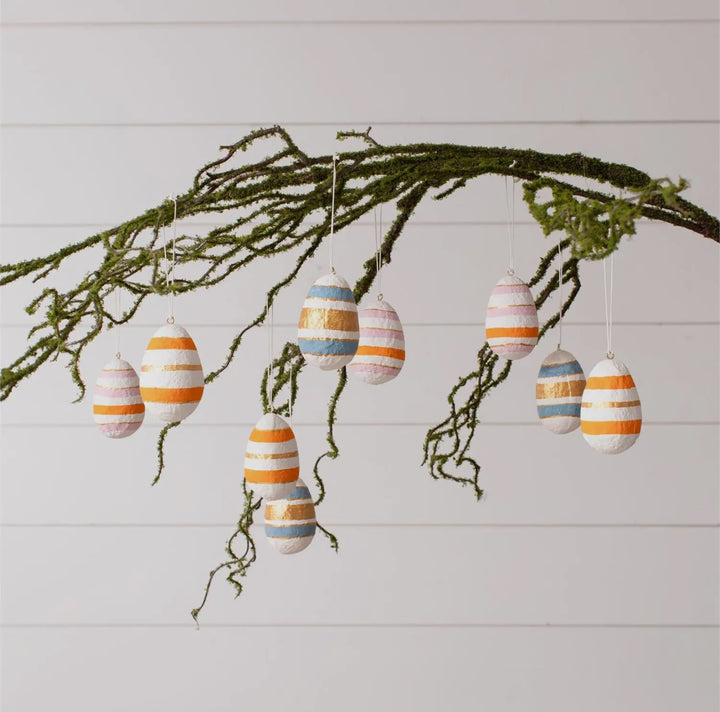 Hand-Painted Papier-Mâché Easter Egg Ornaments