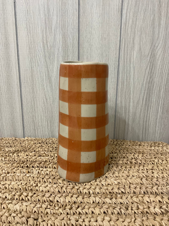 Harvest Plaid & Stripe Ceramic Bud Vases