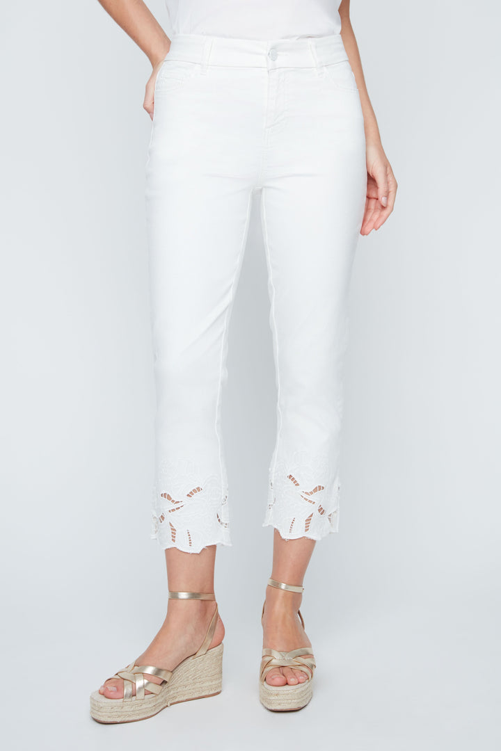 Eyelet Breeze Crop White Pants