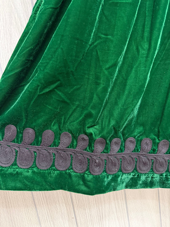 Emerald Eve Embroidered Velvet Dress