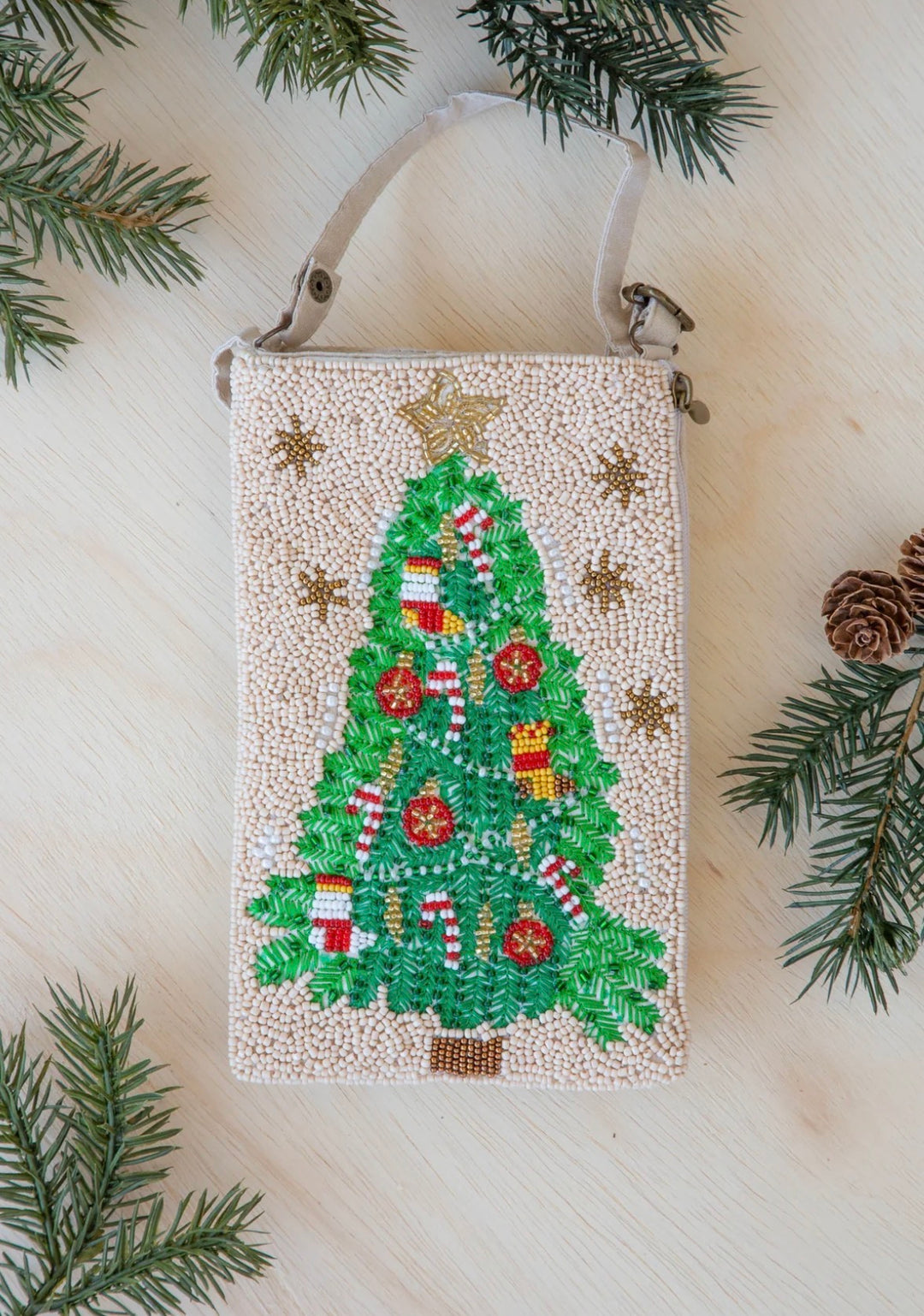Christmas Tree Beaded Club Bag