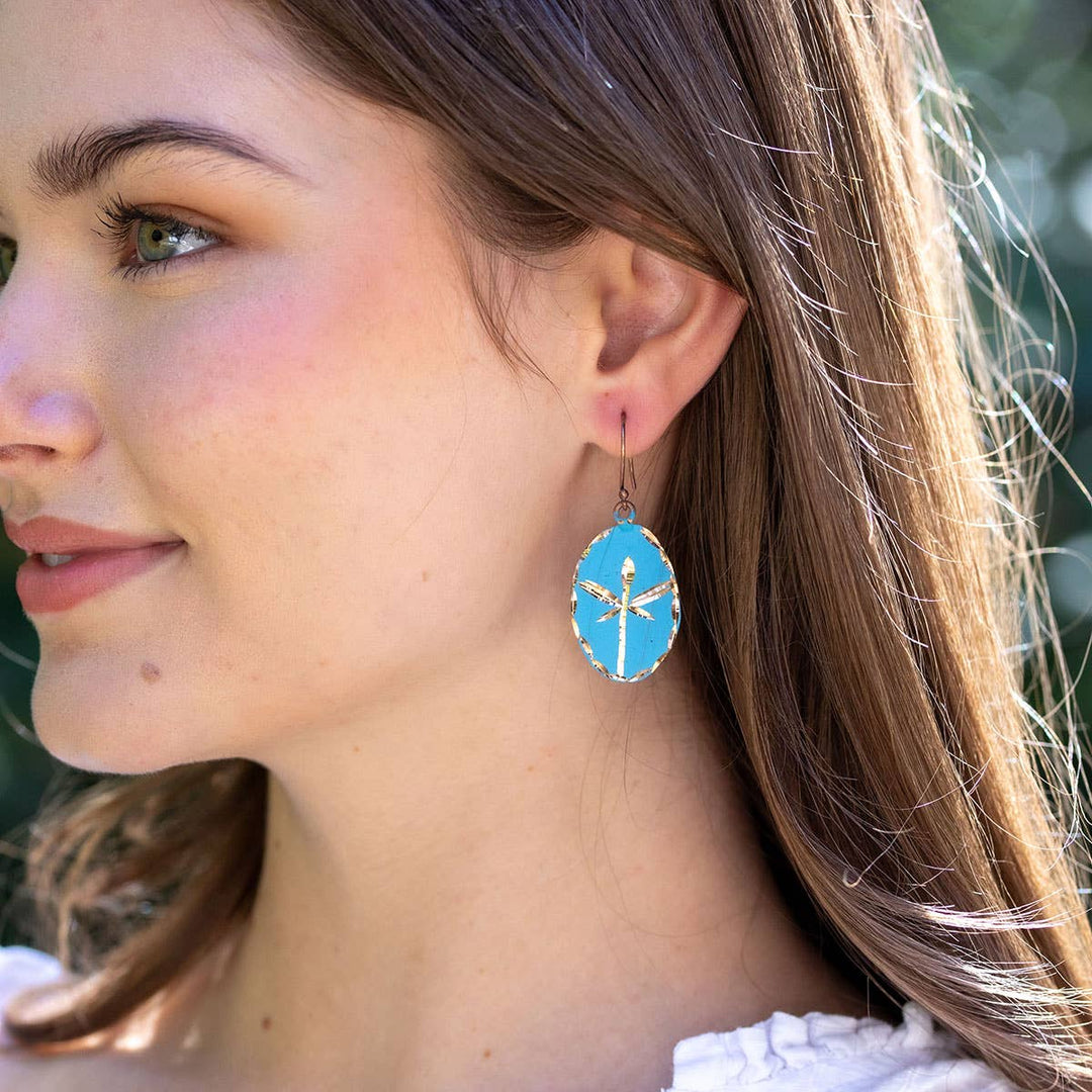 Patina Engraved Copper Earrings