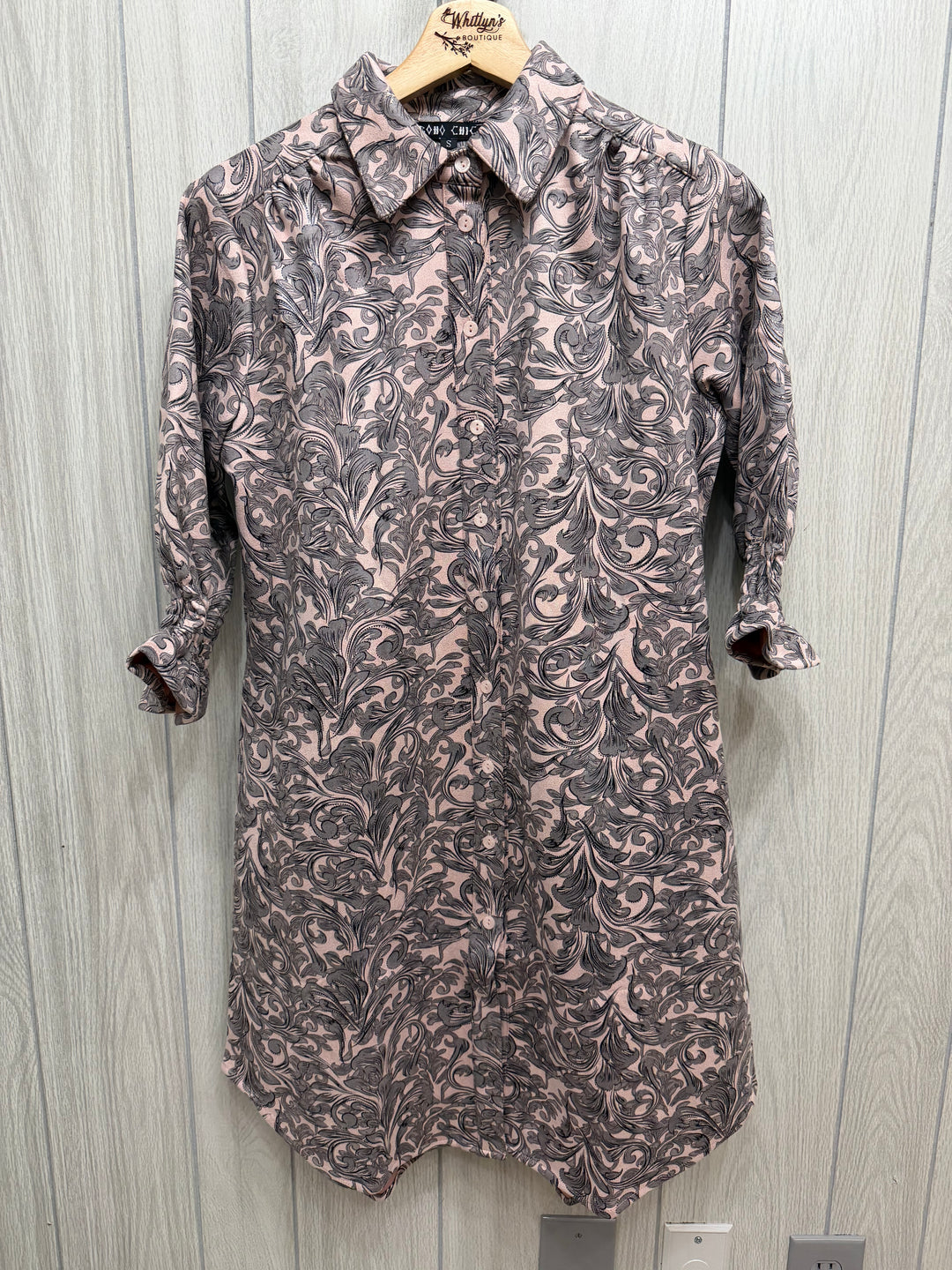 Rosalie Scroll Print Shirt Dress