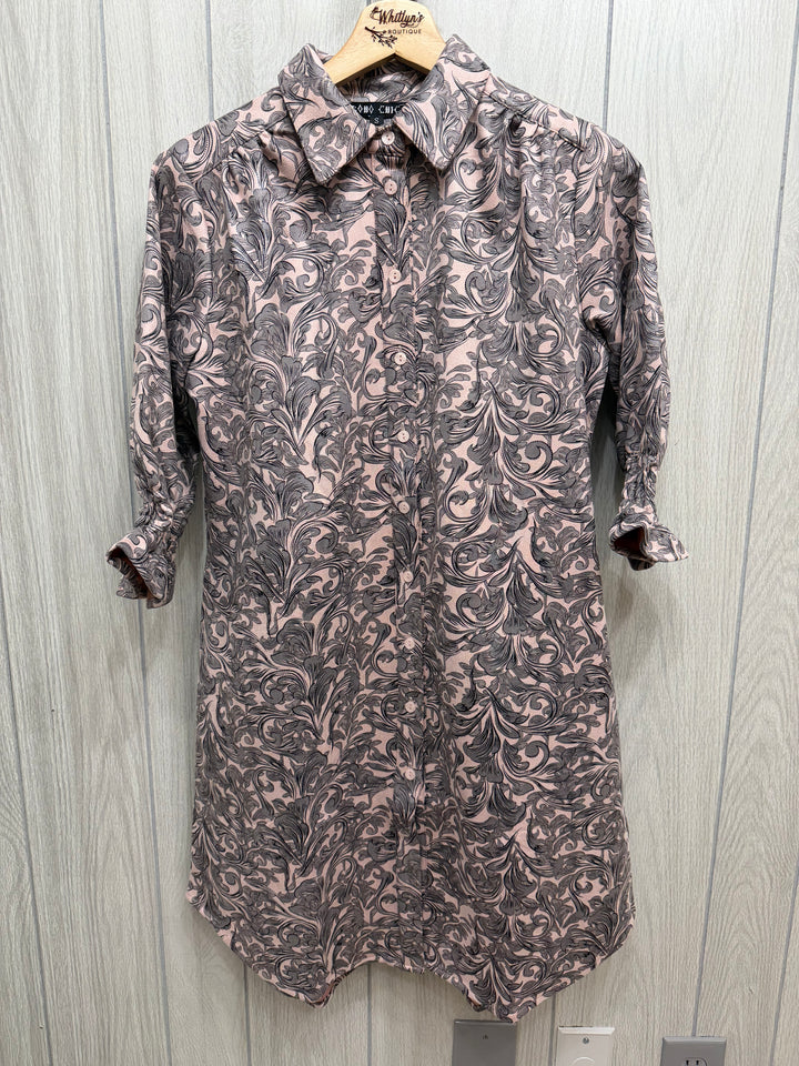 Rosalie Scroll Print Shirt Dress