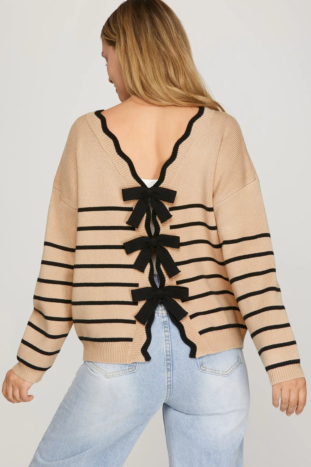 The Coquette Stripe Bow Cardigan