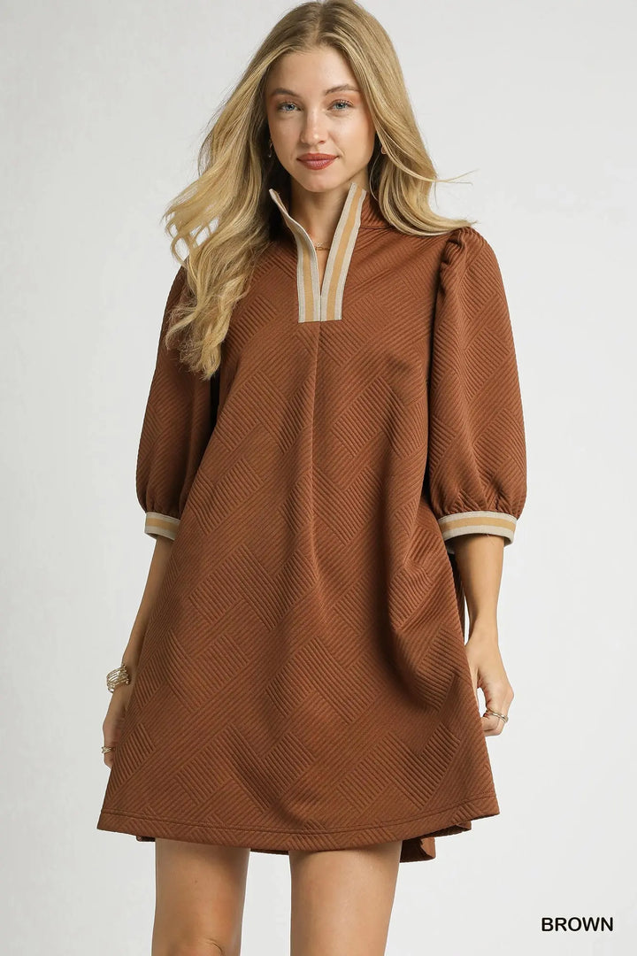 Piper Puff-Sleeve Dress – Brown