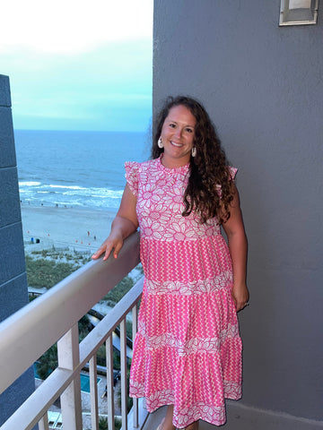 Pink Floral Embroidered Dress