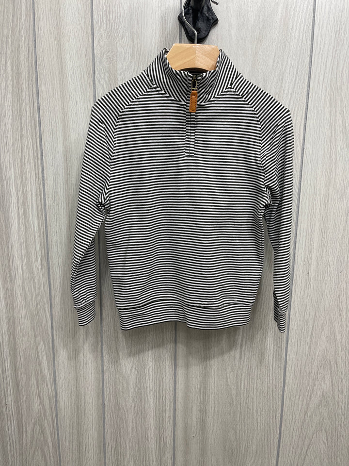 Olive Striped Quarter Zip - Kids