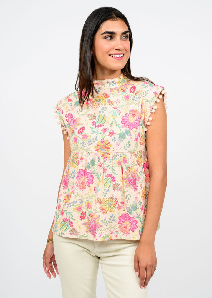 Poms and Blossoms Top