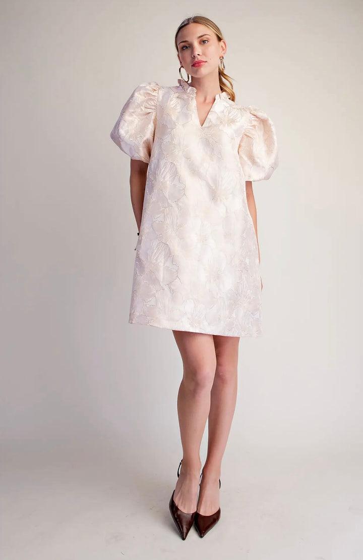 Champagne Petal Jacquard Dress
