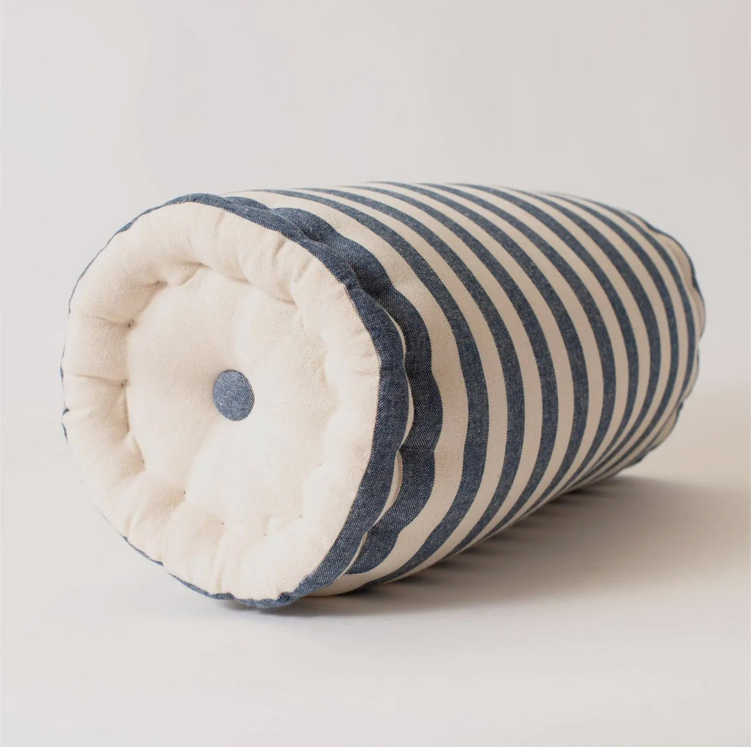 Blue Stripe Round Bolster Pillow