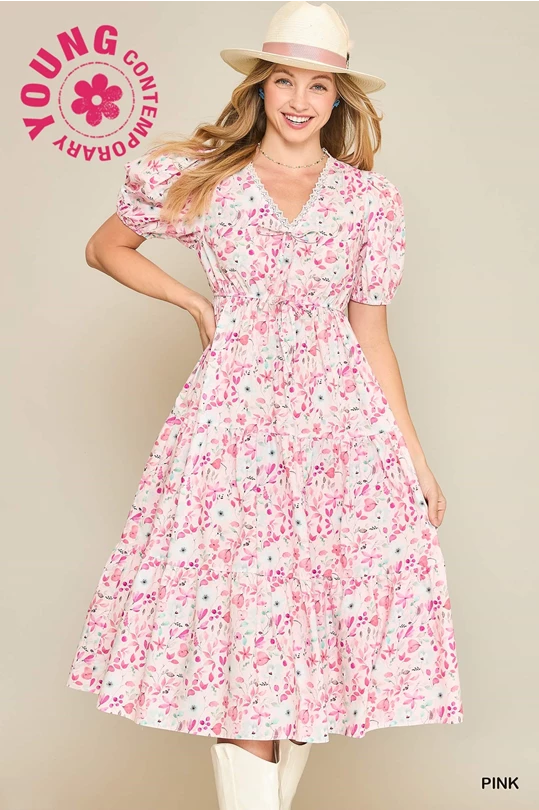 Pick Me Flowers Midi Dress