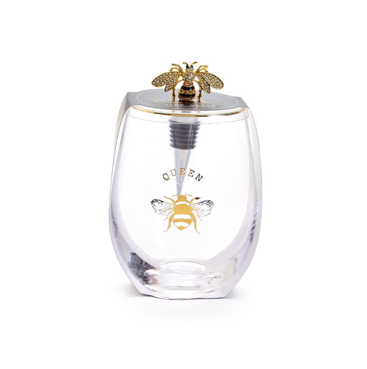 Queen Bee Wine Glass & Stopper
