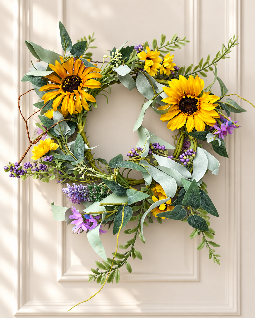 Golden Sunflower & Lavender Mini Wreath / XL Candle Ring