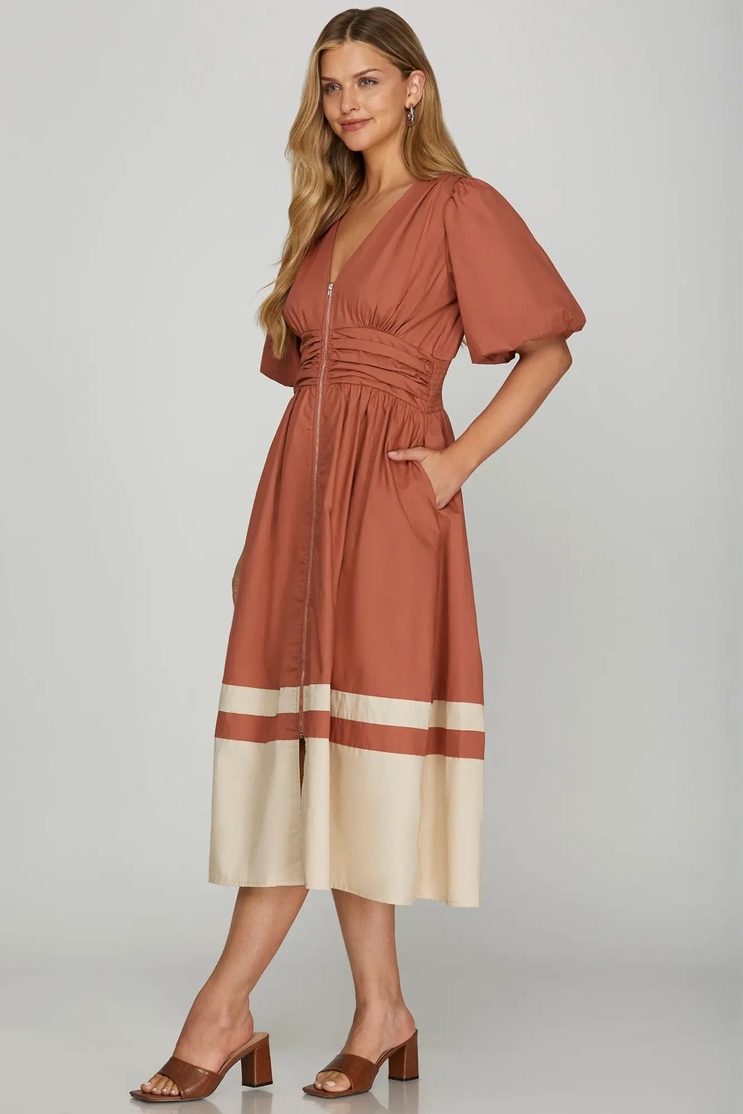 Canyon Breeze Colorblock Midi Dress