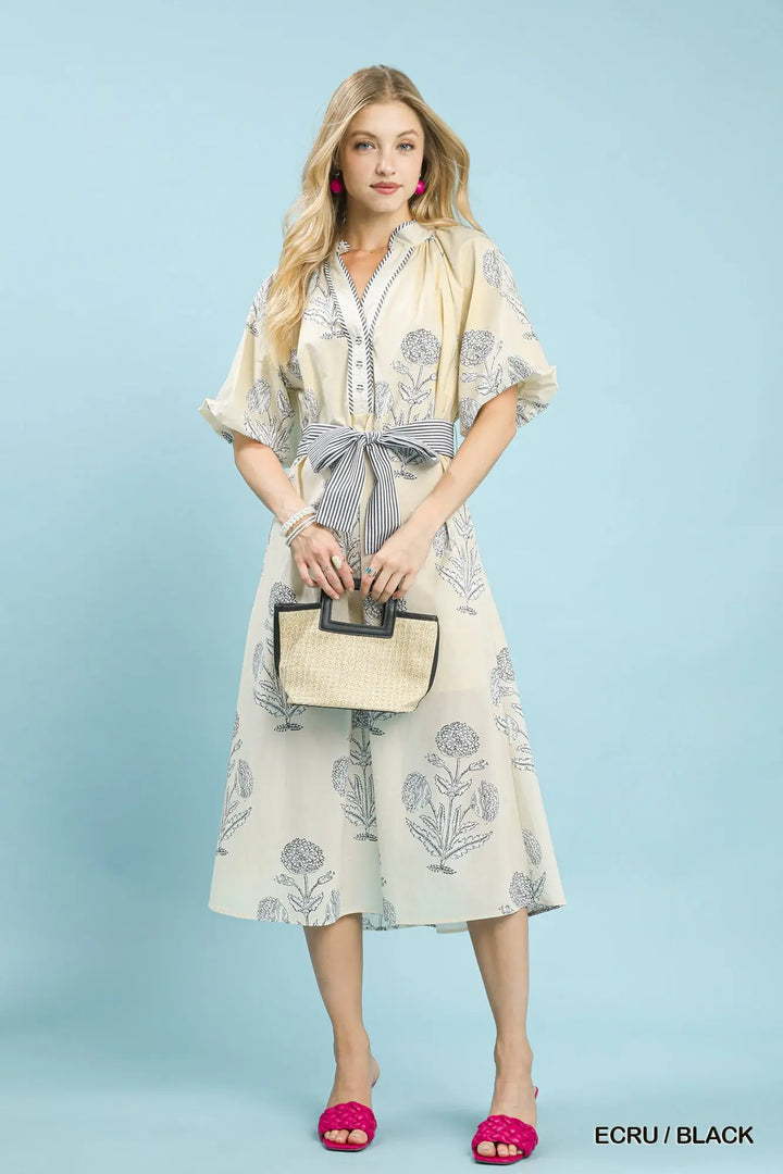 Maribel Botanical Midi Dress