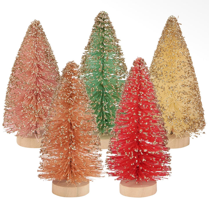 Gold Glitter Bottle Brush Christmas Trees