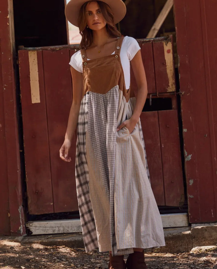 Patchwork Prairie Pinafore Overall Dress