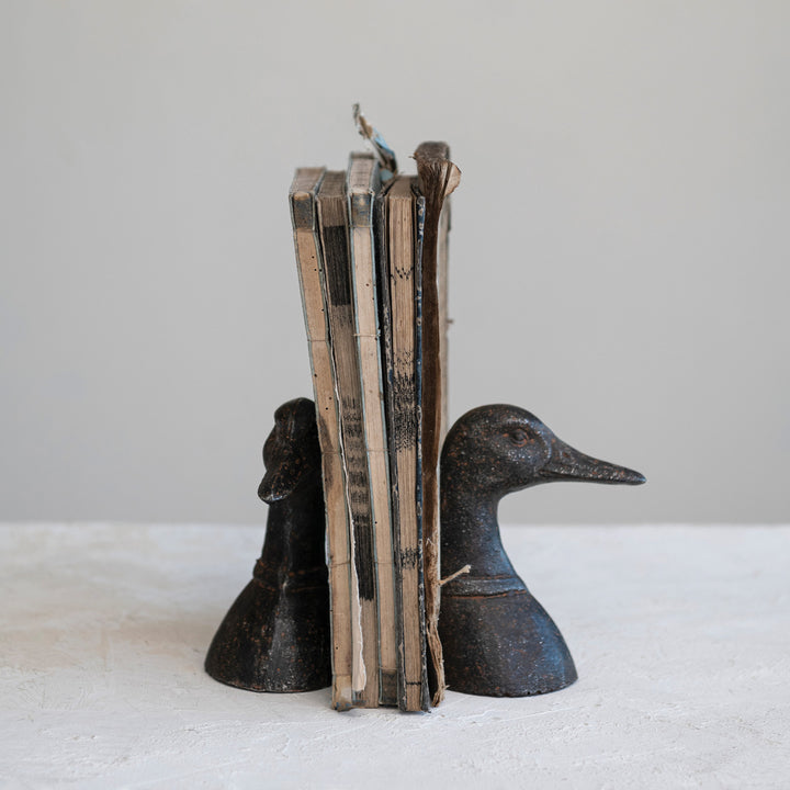 Cast Iron Duck Head Bookends (Set)