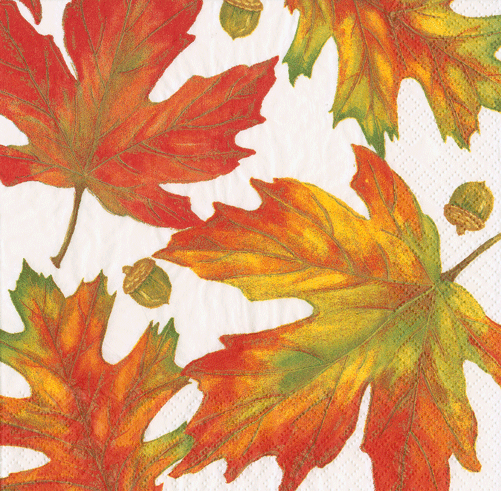 Caspari Autumn Leaves Cocktail Napkins