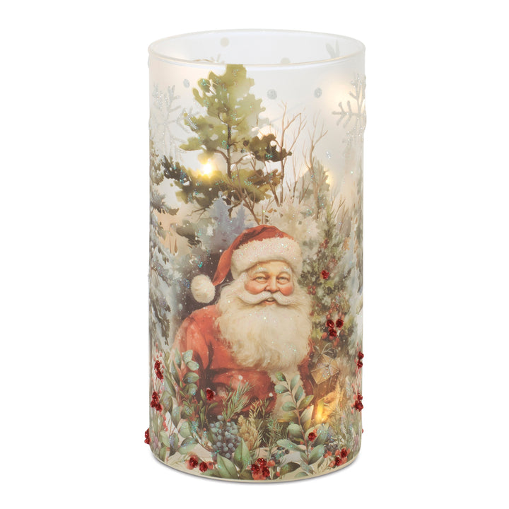 Vintage Santa Illuminated Glass Luminary