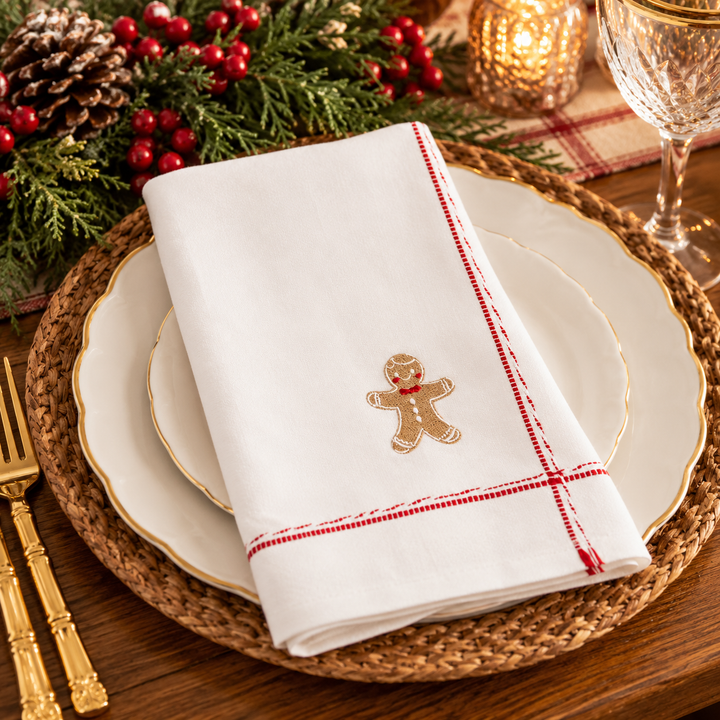 Gingerbread Wishes Embroidered Cloth Napkin