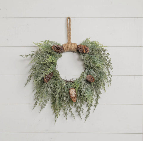 Iced Cedar & Pinecone Wreath