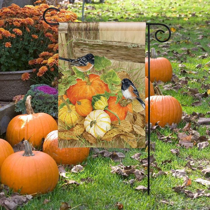 Pumpkin Patch Songbirds Garden Flag