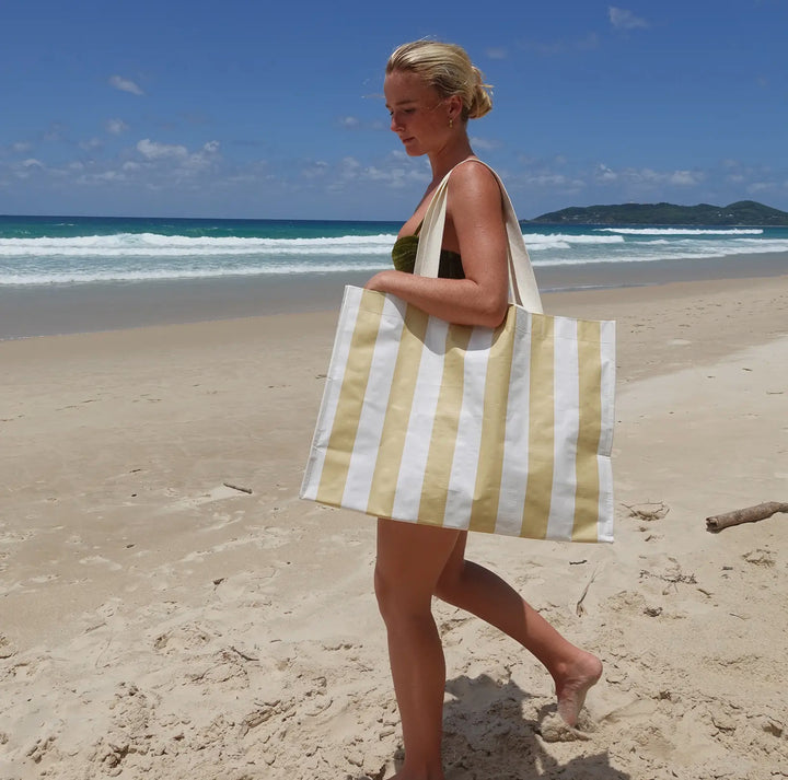 Butternut Stripe Carryall Beach Bag