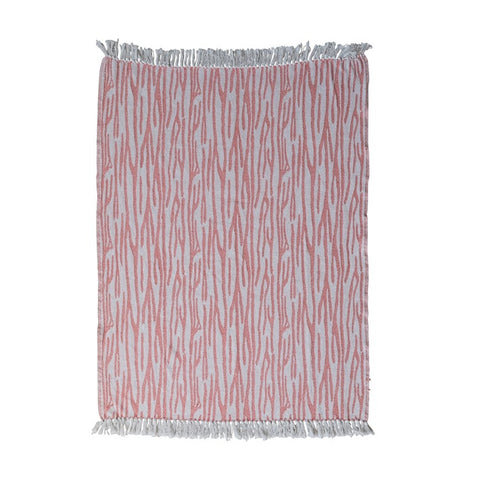 60” Woven Throw Pink/White