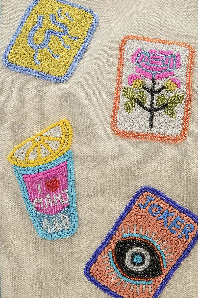Mahjong Harbor Hand-Beaded Canvas Tote