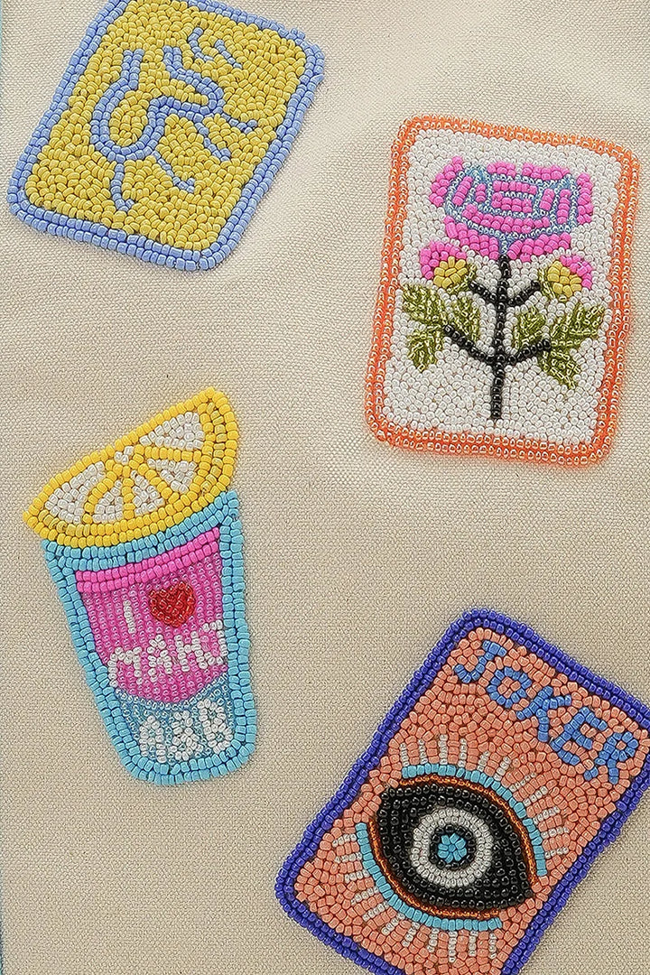 Mahjong Harbor Hand-Beaded Canvas Tote